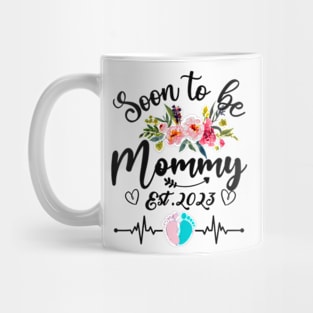 Mommy Est 2023 Pregnancy Announcement Floral Mug